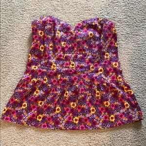 Strapless Floral Top